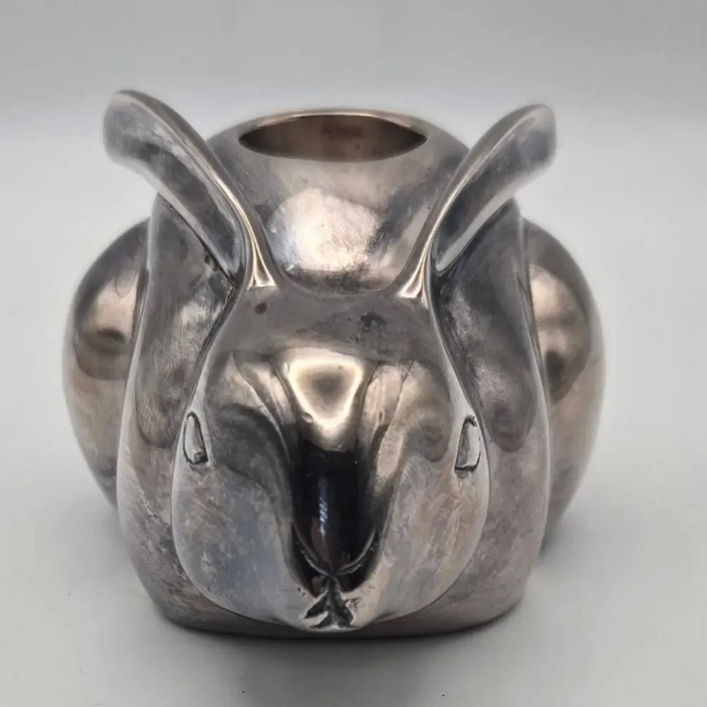 Pottery Barn Silver Plated Rabbit Taper Candle Holder